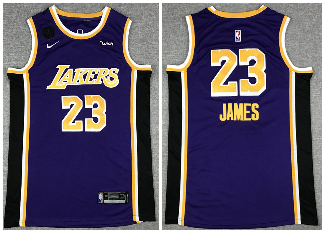 Men's Los Angeles Lakers #23 LeBron James Purple NBA Stitched Jersey
